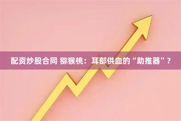 配资炒股合同 猕猴桃：耳部供血的“助推器”？